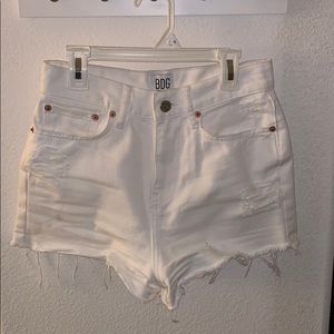 UO BDG White Denim High Rise Shorts